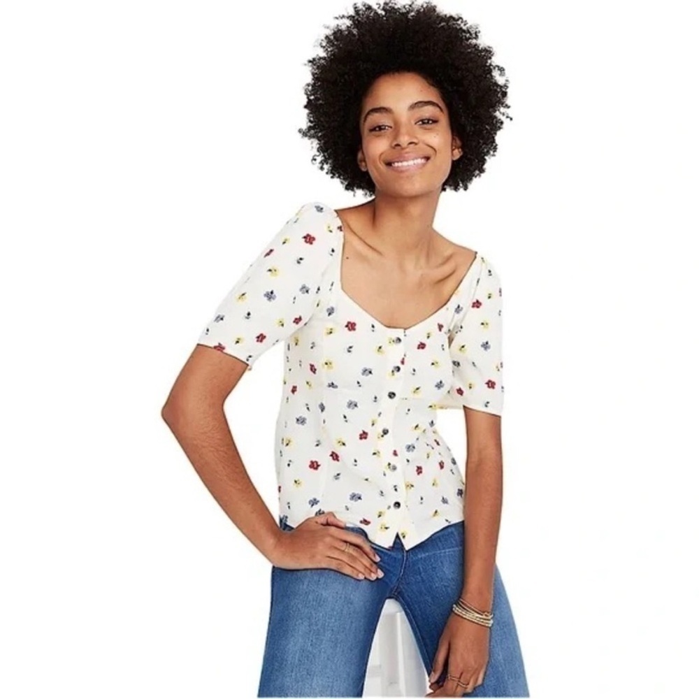 Madewell Seamed Button Down Shirt Confetti Floral Sz XS